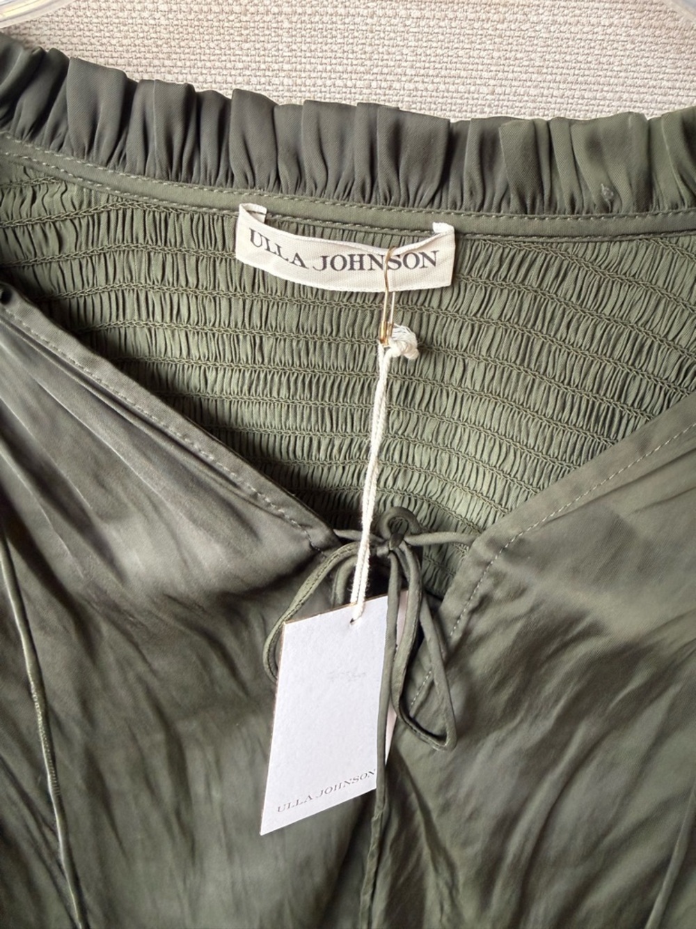 Ulla Johnson Fernanda Blouse Forest Green Boho Taylor Swift Fearless, 10, NWT - Picture 6 of 9